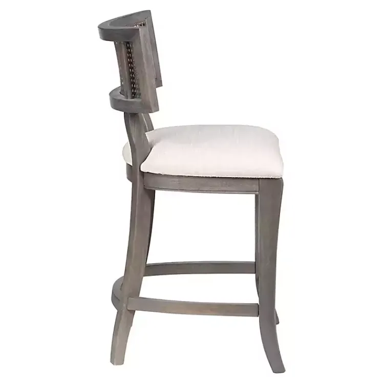 Bar Stools & Counter Height Stools-Kirklands Home Gray Upholstered Farmhouse Counter Stool