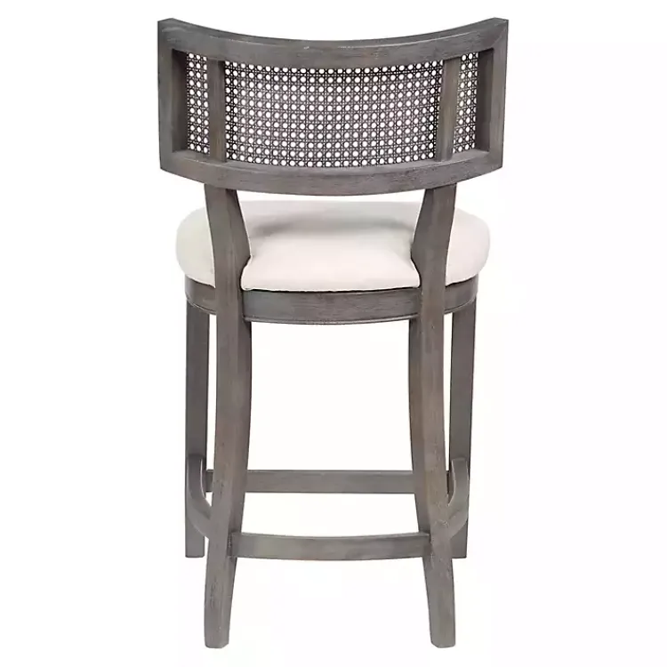 Bar Stools & Counter Height Stools-Kirklands Home Gray Upholstered Farmhouse Counter Stool