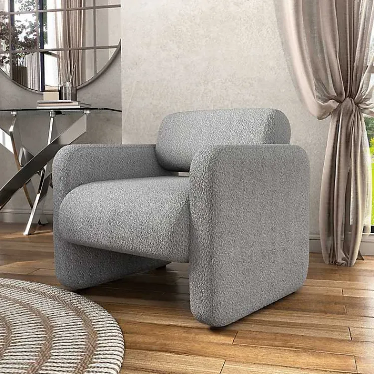 Accent Chairs-Kirklands Home Boucle Modern Accent Chair Gray