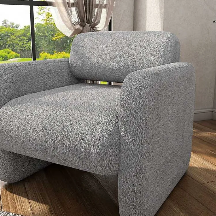 Accent Chairs-Kirklands Home Boucle Modern Accent Chair Gray