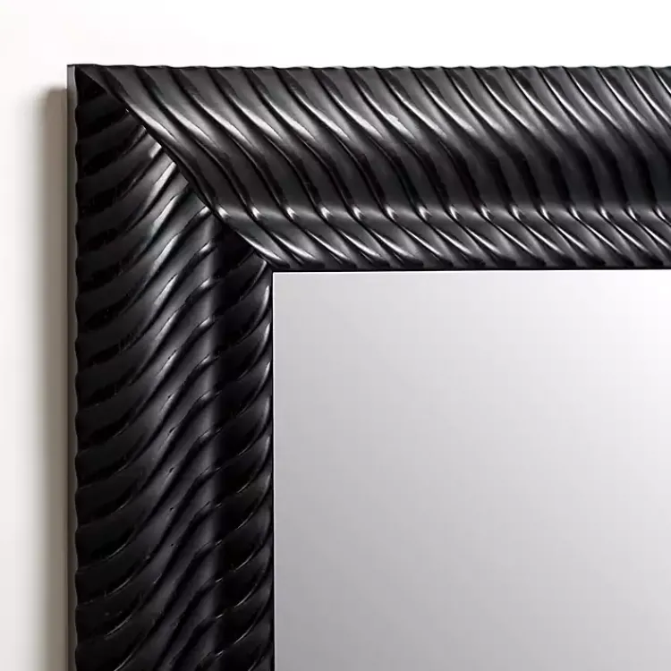 Decorative Mirrors-Kirklands Home Sloan Black Grooved Wall Mirror