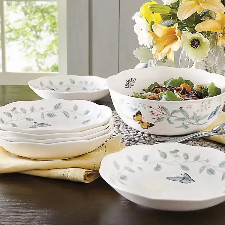 Dinnerware-Kirklands Home White Butterfly Meadow 7-pc. Bowl Set