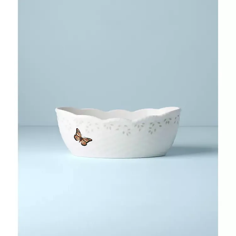 Serving & Entertaining-Kirklands Home White Butterfly Meadow Porcelain Bread Basket