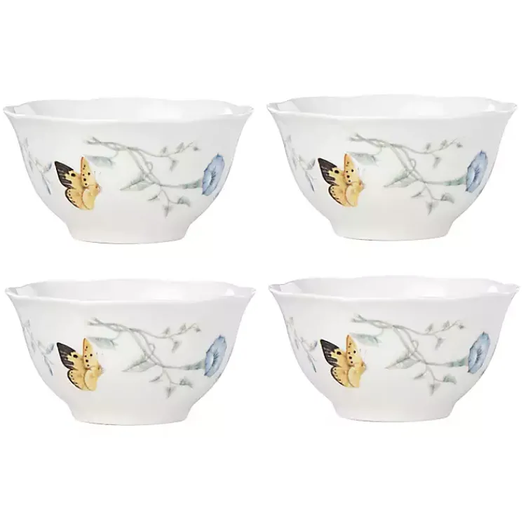 Dinnerware-Kirklands Home White Butterfly Meadow Rice Bowls, Set of 4