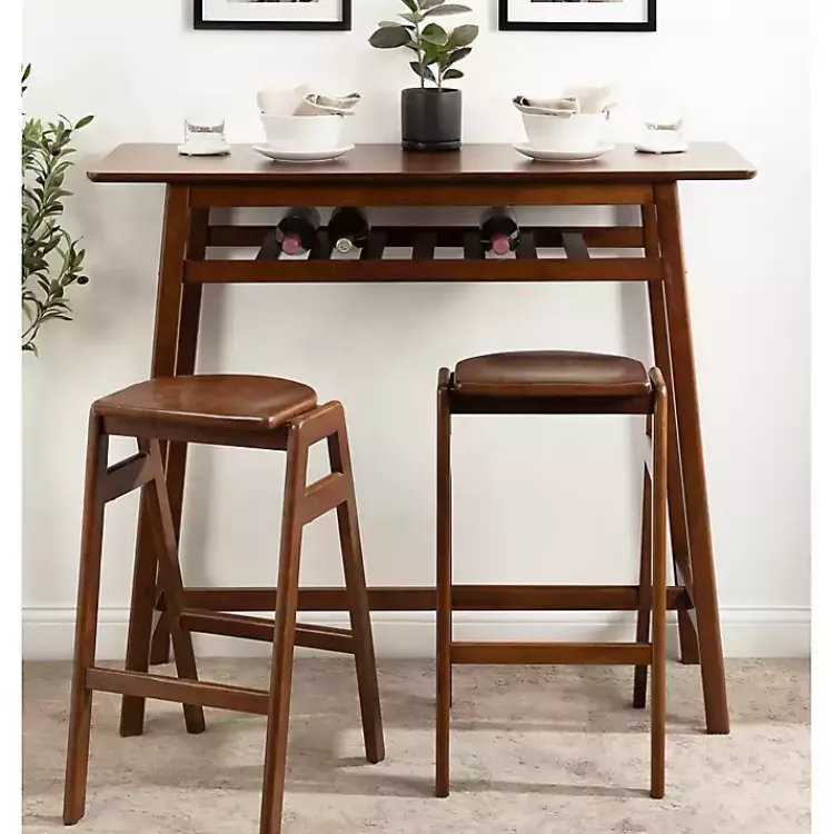 Bar Stools & Counter Height Stools-Kirklands Home Walnut Wood Backless Bar Stool Brown