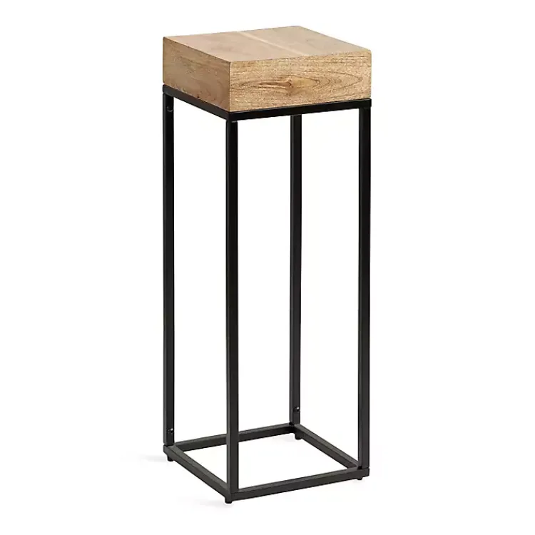 Accent & End Tables-Kirklands Home Mango Wood Tabletop Square Side Table Tan