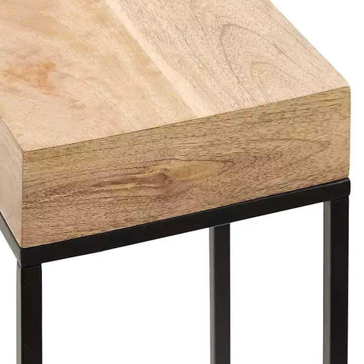 Accent & End Tables-Kirklands Home Mango Wood Tabletop Square Side Table Tan