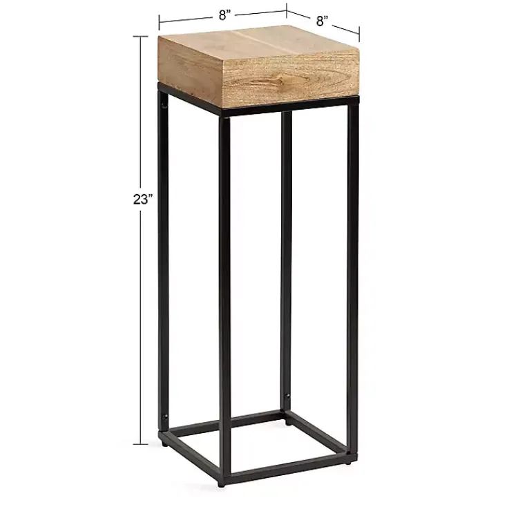 Accent & End Tables-Kirklands Home Mango Wood Tabletop Square Side Table Tan