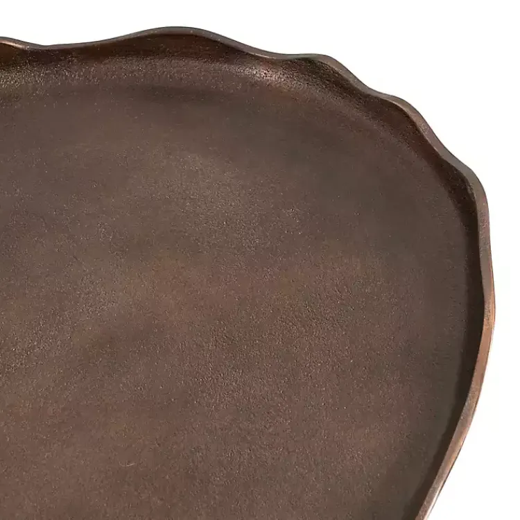 Coffee Tables-Kirklands Home Bronze Metal Deckled Edge Oval Coffee Table Brown