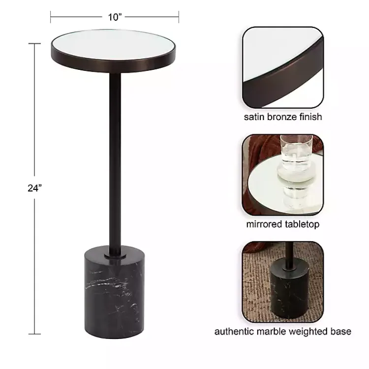 Accent & End Tables-Kirklands Home Bronze Mirror Tabletop Round Cocktail Table Black
