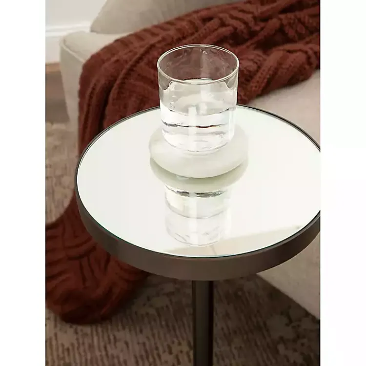 Accent & End Tables-Kirklands Home Bronze Mirror Tabletop Round Cocktail Table Black