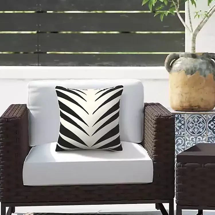Outdoor Cushions & Pillows-Kirklands Home Black and White Zebra Outdoor Pillow
