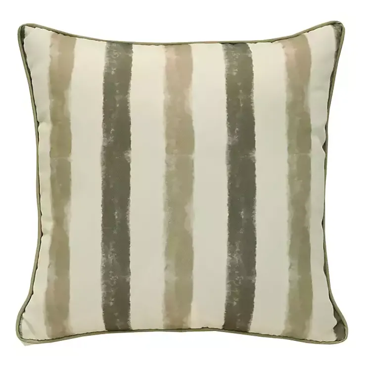 Outdoor Cushions & Pillows-Kirklands Home Taupe Striped Outdoor Pillow