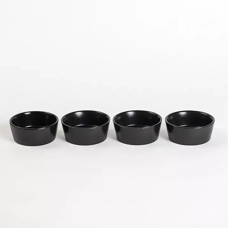 Serving & Entertaining-Kirklands Home Stoneware Appetizer Bowls, Set of 4 Black