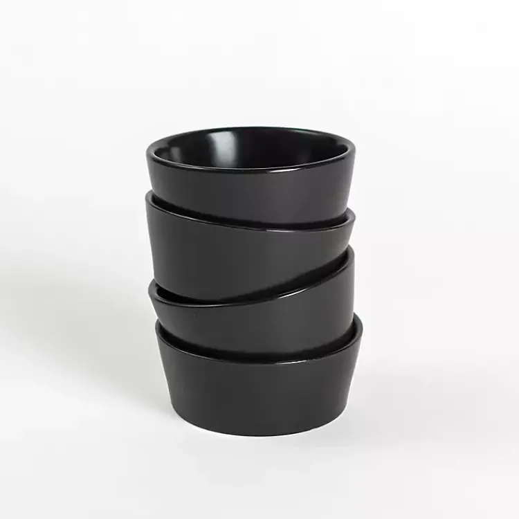 Serving & Entertaining-Kirklands Home Stoneware Appetizer Bowls, Set of 4 Black