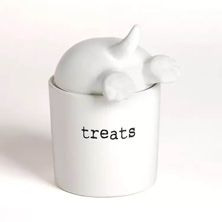 Pet Dishes & Canisters-Kirklands Home Ceramic Dog Treat Canister White