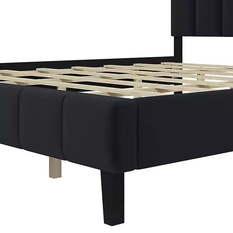 Beds & Headboards-Kirklands Home Modern Tufted Platform King Bed Black