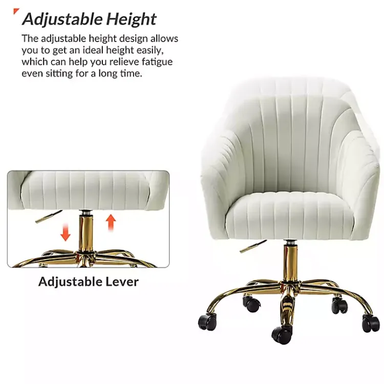 Office Furniture-Kirklands Home Velvet Swivel Jacyln Office Chair Ivory