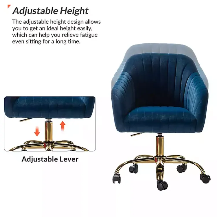 Office Furniture-Kirklands Home Navy Velvet Swivel Jacyln Office Chair Blue