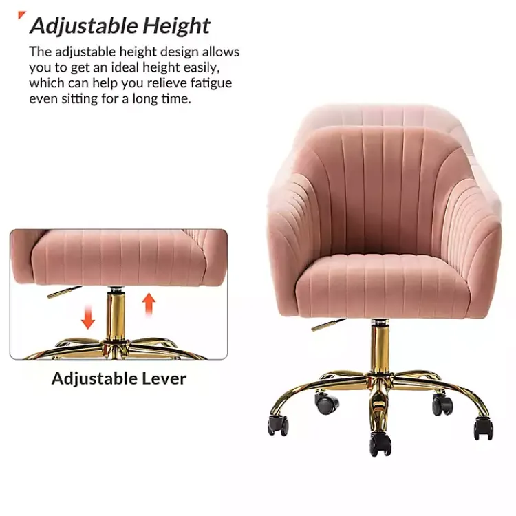 Office Furniture-Kirklands Home Velvet Swivel Jacyln Office Chair Pink