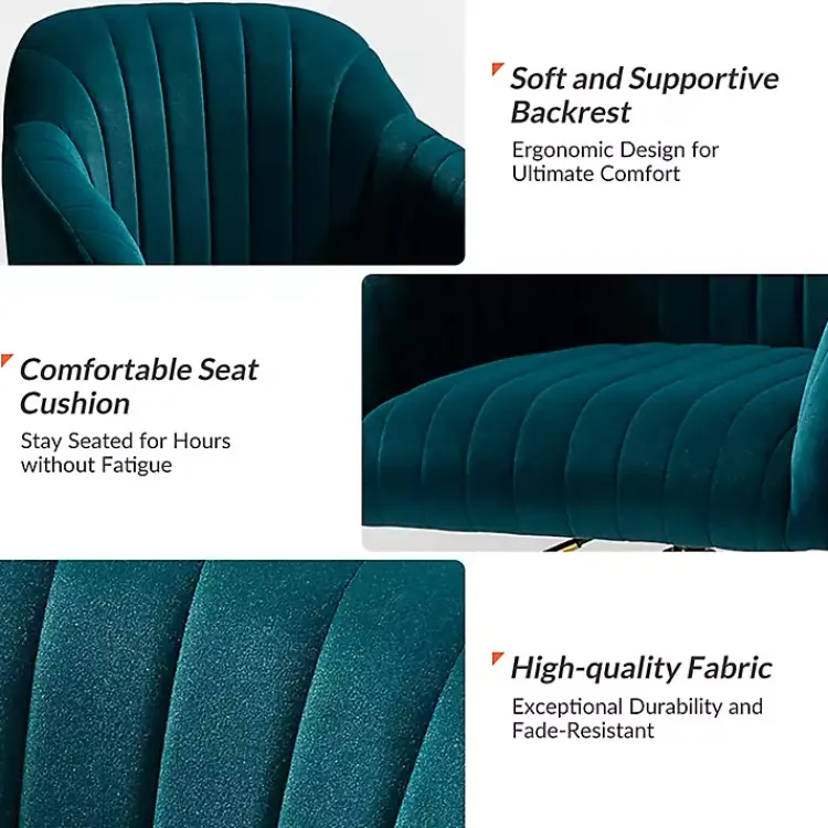 Office Furniture-Kirklands Home Teal Velvet Swivel Jacyln Office Chair Blue