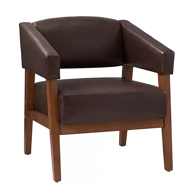 Accent Chairs-Kirklands Home Faux Leather Nicki Accent Chair Brown