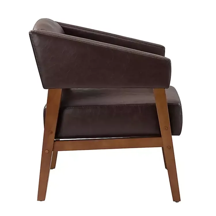 Accent Chairs-Kirklands Home Faux Leather Nicki Accent Chair Brown