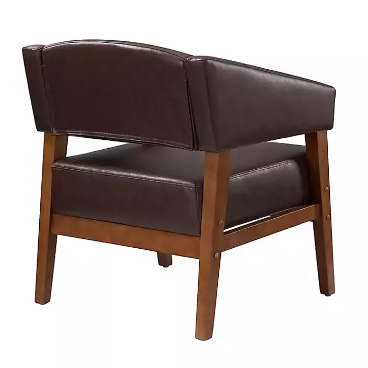 Accent Chairs-Kirklands Home Faux Leather Nicki Accent Chair Brown