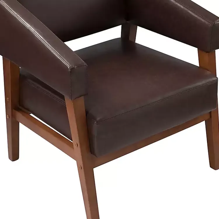 Accent Chairs-Kirklands Home Faux Leather Nicki Accent Chair Brown