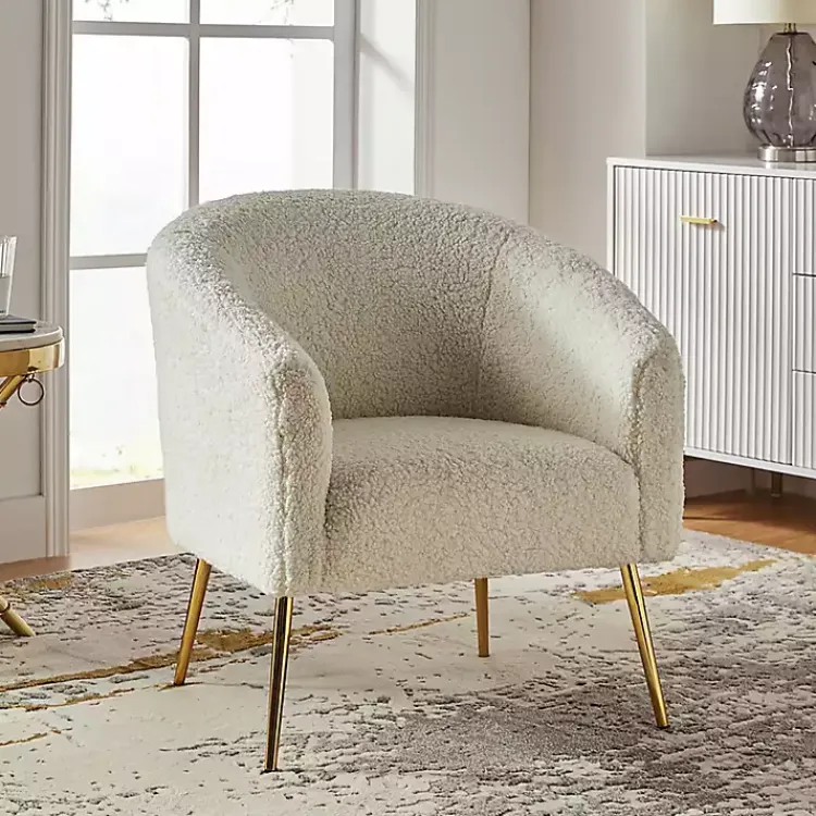 Accent Chairs-Kirklands Home Sherpa Venice Accent Chair Ivory