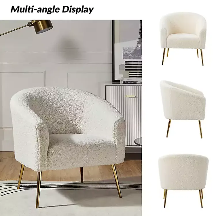 Accent Chairs-Kirklands Home Sherpa Venice Accent Chair Ivory