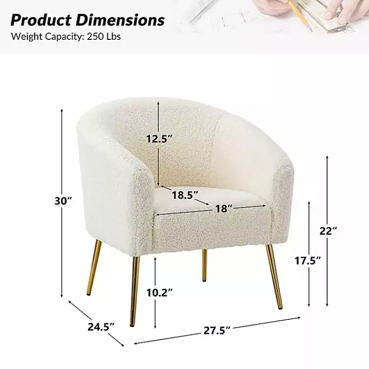 Accent Chairs-Kirklands Home Sherpa Venice Accent Chair Ivory