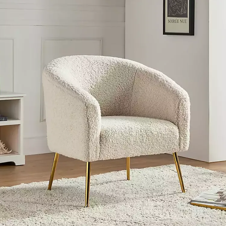 Accent Chairs-Kirklands Home Sherpa Venice Accent Chair Ivory