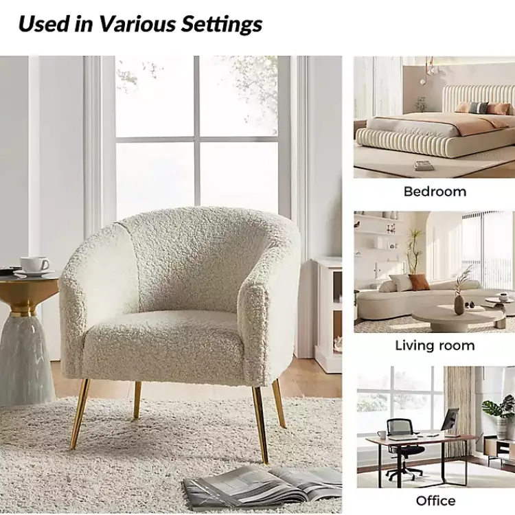 Accent Chairs-Kirklands Home Sherpa Venice Accent Chair Ivory