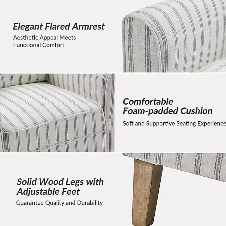 Accent Chairs-Kirklands Home Gustaf Gray Striped Armchair