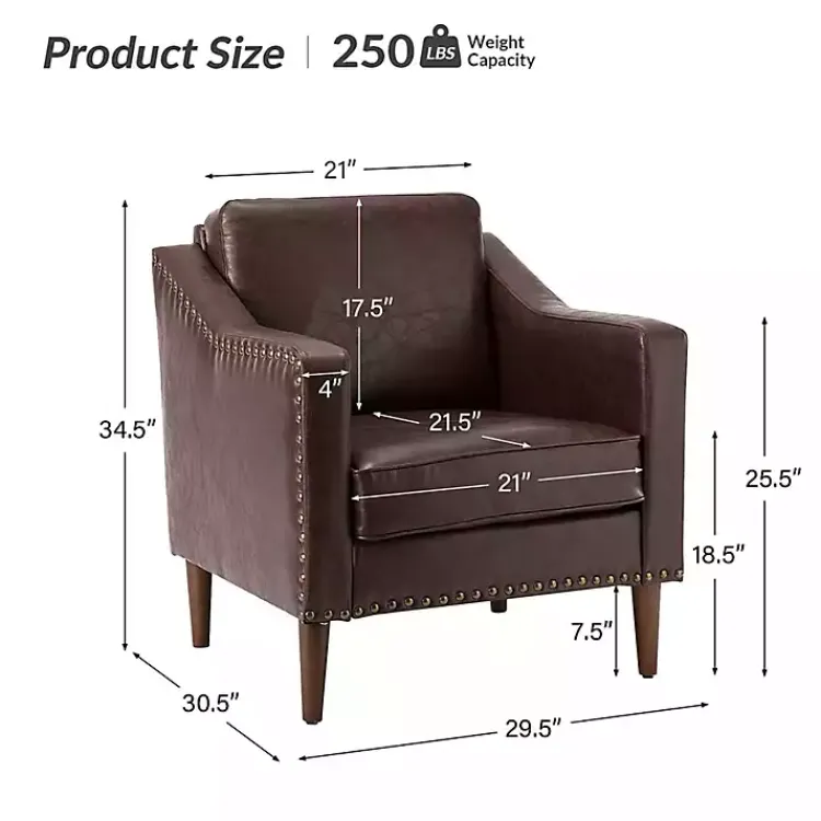 Accent Chairs-Kirklands Home Faux Leather Bonita Accent Chair Brown