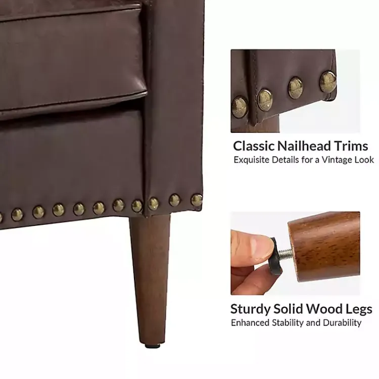 Accent Chairs-Kirklands Home Faux Leather Bonita Accent Chair Brown