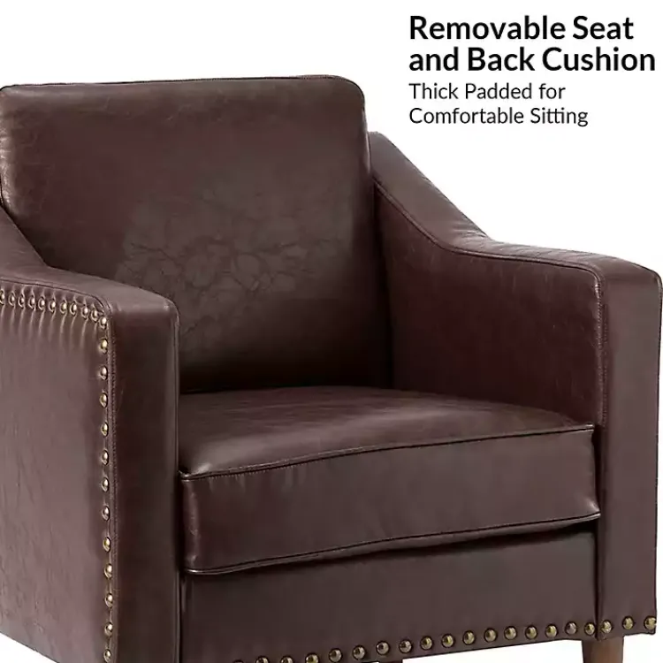 Accent Chairs-Kirklands Home Faux Leather Bonita Accent Chair Brown