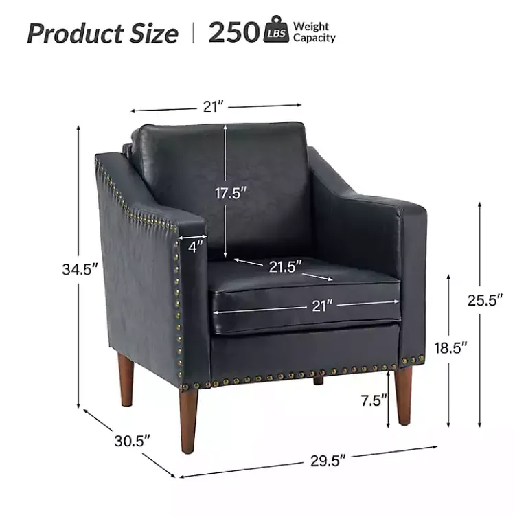 Accent Chairs-Kirklands Home Navy Faux Leather Bonita Accent Chair Blue