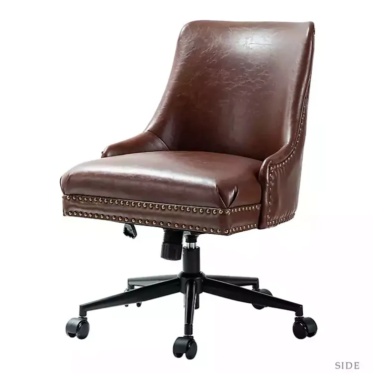 Office Furniture-Kirklands Home Faux Leather Rocking Office Chair Brown