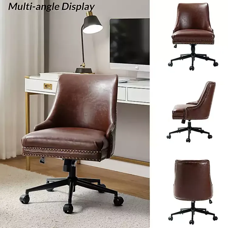 Office Furniture-Kirklands Home Faux Leather Rocking Office Chair Brown