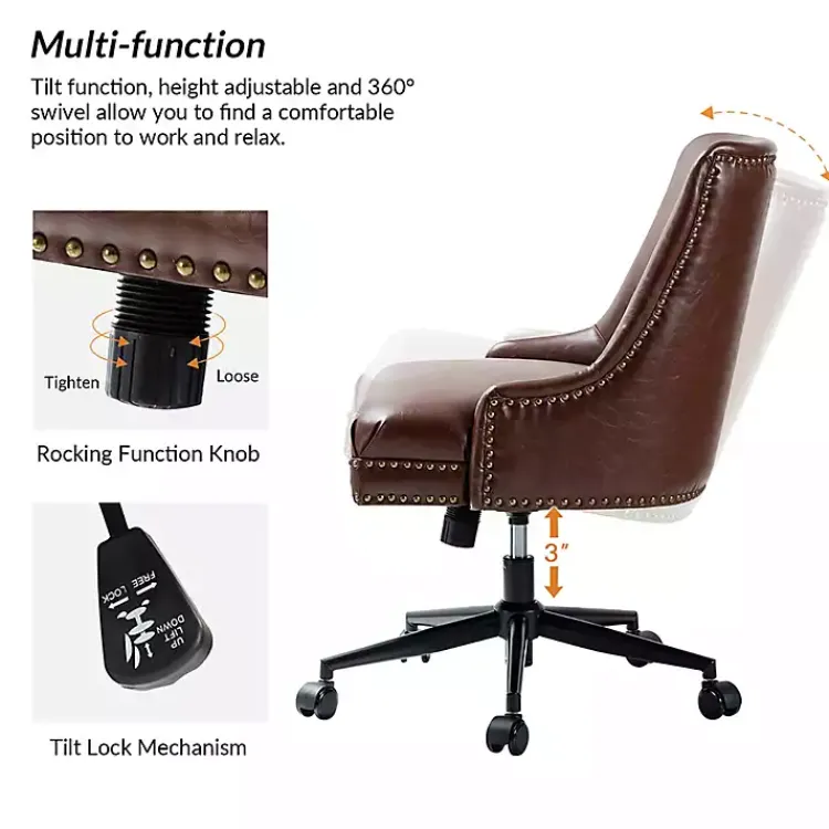 Office Furniture-Kirklands Home Faux Leather Rocking Office Chair Brown