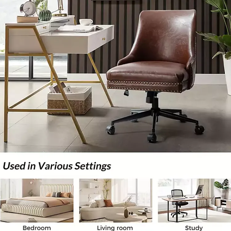 Office Furniture-Kirklands Home Faux Leather Rocking Office Chair Brown