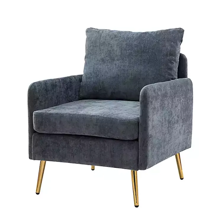Accent Chairs-Kirklands Home Navy Penny Upholstered Accent Chair Blue
