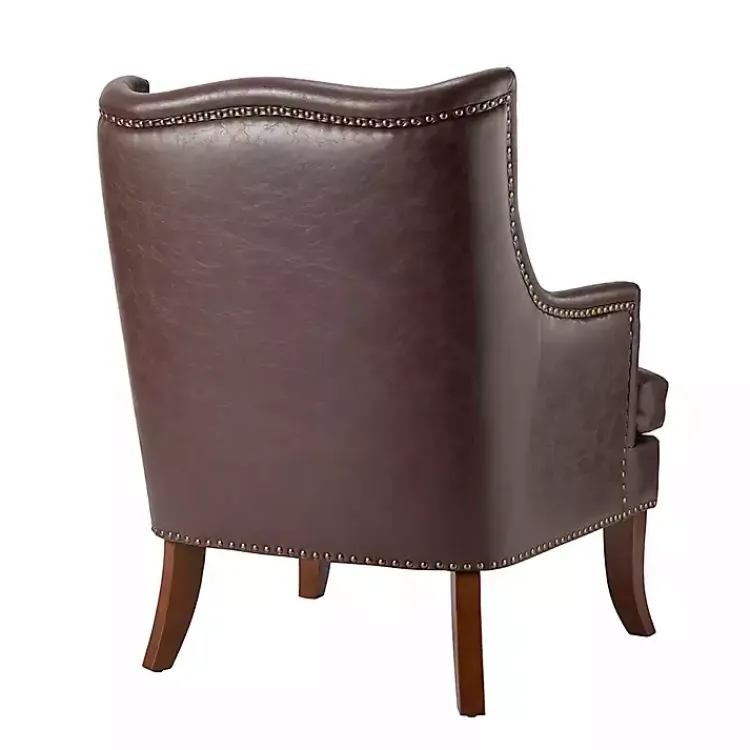 Accent Chairs-Kirklands Home Faux Leather Ophelia Accent Chair Brown