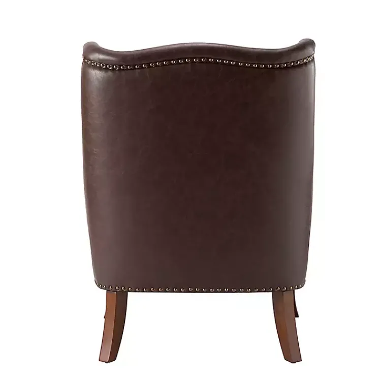 Accent Chairs-Kirklands Home Faux Leather Ophelia Accent Chair Brown