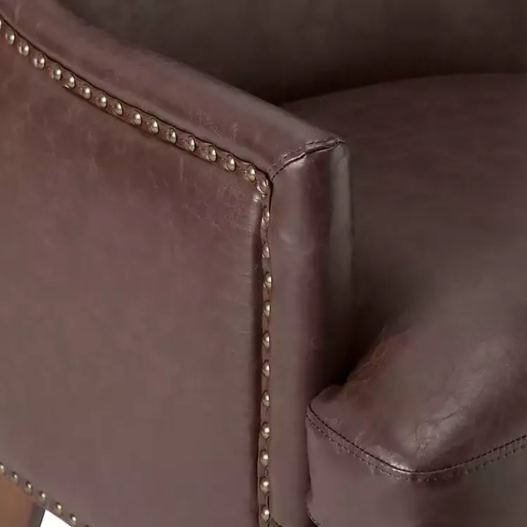 Accent Chairs-Kirklands Home Faux Leather Ophelia Accent Chair Brown