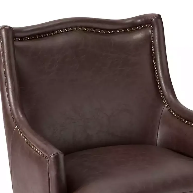 Accent Chairs-Kirklands Home Faux Leather Ophelia Accent Chair Brown