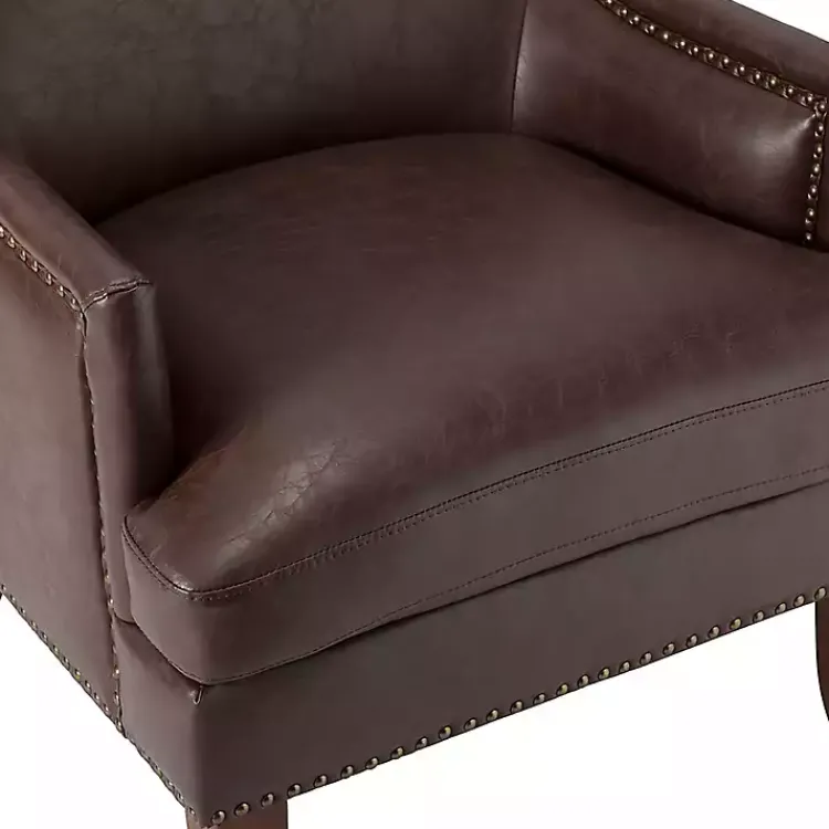 Accent Chairs-Kirklands Home Faux Leather Ophelia Accent Chair Brown