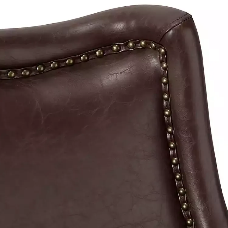 Accent Chairs-Kirklands Home Faux Leather Ophelia Accent Chair Brown